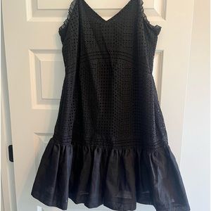 Black jcrew linen eye let dress